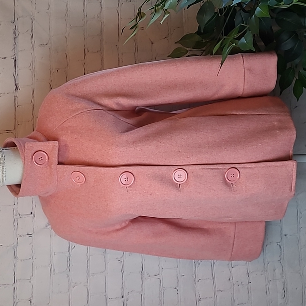 Anthropologie Tulle Pink Wool-Blend Button Front Coat